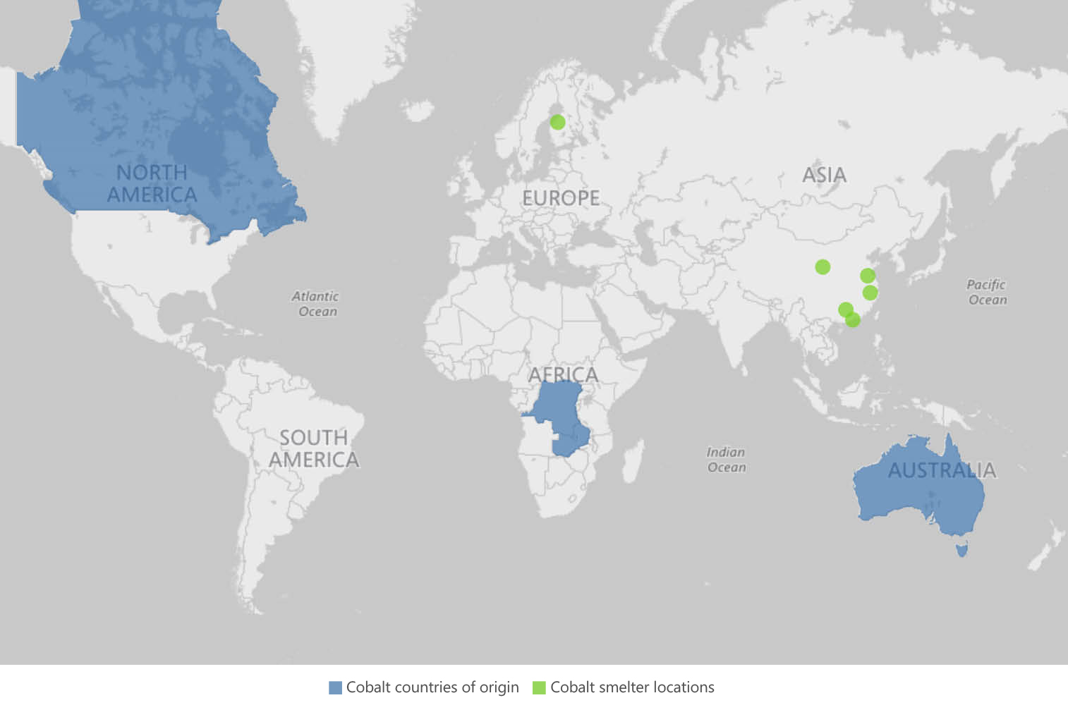 Map of cobalt countries of origin