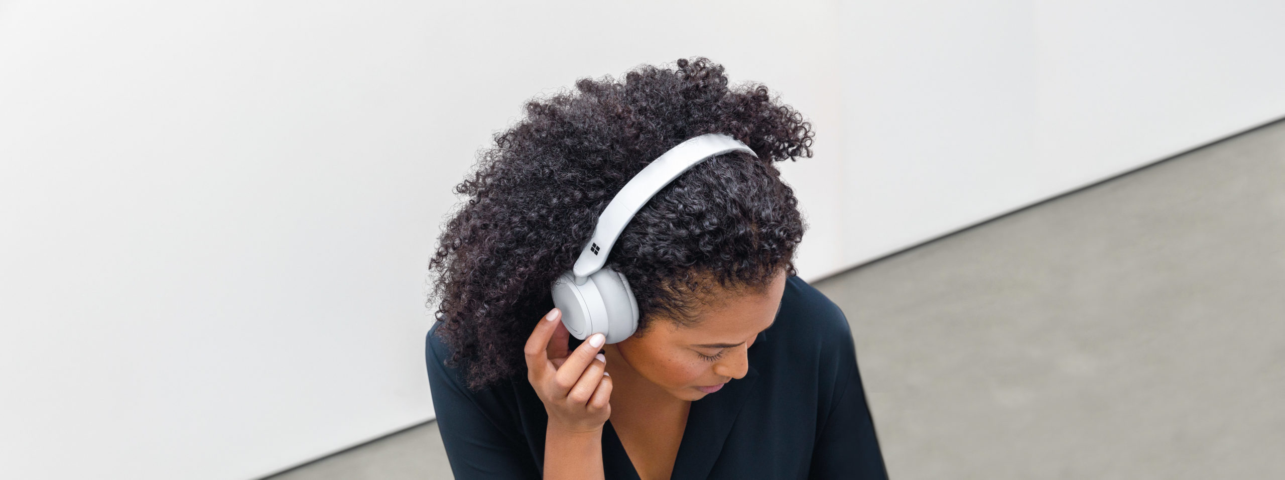 a woman wearing headphones