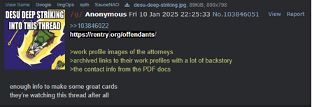 Screenshot from post on online channels providing information about the case lawyers.